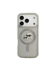 Karl Lagerfeld For iPhone 17 Pro Max MagSafe IML Case with Printed Karl & Choupette Head - Transparent Grey