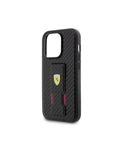 Ferrari M Grip stand Carbon Case For iPhone 15 Pro Max - Black