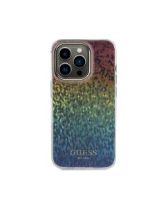 Guess IML Case with Faceted Mirror Disco Pattern for iPhone 15 Pro Max - Iridescent