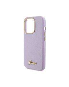 Guess PU Glitter Glossy Case With Guess Script Logo For iPhone 15 Pro Max - Lilac