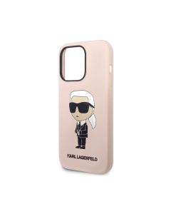 Karl Lagerfeld Silicon Hard Case with Ikonik NFT Logo for iPhone15 Pro Max - Pink