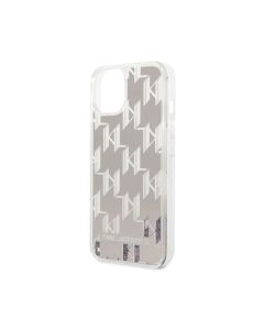 Karl Lagerfeld Liquid Glitter Case Monogram Pattern & Multicolor Glitter iPhone 14 - Silver