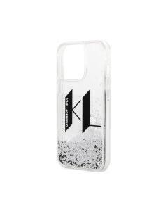 Karl Lagerfeld Liquid Glitter Big KL Hard Case for iPhone 14 Pro Max - Silver