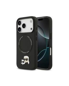 Karl Lagerfeld For iPhone 17 Pro Max With MagSafe IML Glitter With Karl Head - Black
