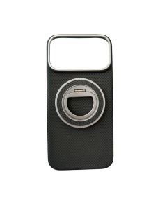 Face Design Back Cover With Magnetic Stand Rotates 360 For iPhone 17 Pro Max - Black