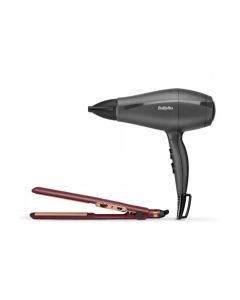 Babyliss Bundle Hair Straightener And Hair Dryer 2000 Watt - Black & Pink - Models 5910E + ST2183PSDE