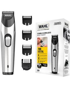 Wahl Cordless Trimmer With Adjustable Combs For Face And Body Grooming - Silver - 09891-027