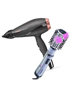 Babyliss Hair Dryer 2100W - Black - 6709D + Babyliss Hair Styler Rotating Brush 1000 Watt - 2735E