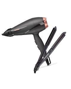 Babyliss Hair Dryer 2100W - Black - 6709D + Babyliss Wet and Dry Hair Curler & Straightener - ST330E