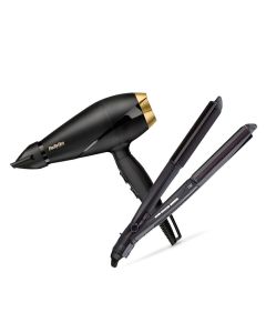 Babyliss Power Pro Hair Dryer 2000W 6704E + Babyliss Wet and Dry Hair Curler & Straightener - ST330E