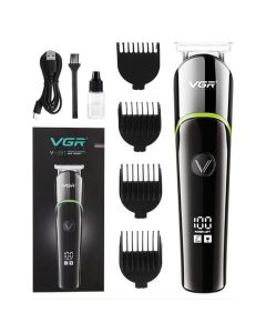 VGR Led Digital Display Pro Li Outliner Electric Cordless Hair Clippers Rechargeable Grooming Kits T-Blade Close Cutting Trimmer - V-291