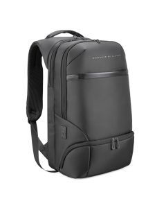 L'AVVENTO (BG416) Laptop Backpack Made by Water Repellent Polyester And PVC Materials fits up to 15.6" - Black