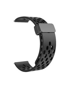 Sport Silicon Strap For 22mm Watches with Magnetic Folding Buckle for Samsung - Huawei - Xiaomi - Amazfit - Chinese watches - Black