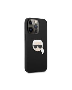 Karl Lagerfeld KLHCP13XPKMK PU Leather Case Karl HeadÂ  Metal Logo For iPhone 13 Pro Max - Black