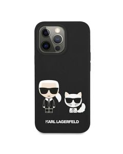 Karl Lagerfeld For iPhone 13 Pro KLHCP13LSSKCK Liquid Silicone Case Karl And Choupette - Black