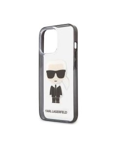 كارل جراب ظهر لهاتف أيفون 13 برو Lagerfeld KLHCP13LHIKCK مصنوع من PC/TPU مع Outline Ikonik أسود - شفاف