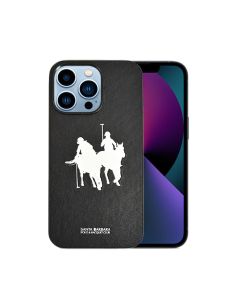 Santa Barbara Polo Jockey Series Back Cover For iPhone 12 Pro Max Leather - Black