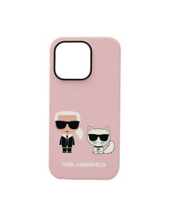 Karl Lagerfeld  for iPhone 14 Pro Max Liquid Silicone Karl & Choupette Case - Light Pink