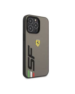 Ferrari For iPhone 14 Pro Max PU Leather Case With Printed- Big SF Logo - Grey