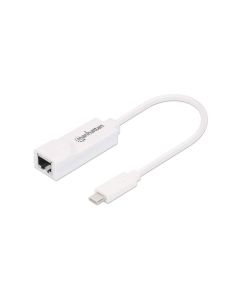 Manhattan USB-C to Gigabit Network Adapter USB 3.2 Gen1 10/100/1000 Mbps Gigabit Ethernet - White