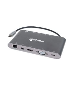 Manhattan Super Speed USB-C to 7-in-1 Docking Station Aluminum - Gray