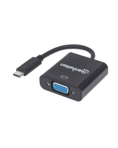 Manhattan USB-C to VGA Converter USB 3.2 Gen 1 Type-C Male to VGA Female - Black