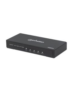 Manhattan 4-Port HDMI Splitter 4K@60Hz AC Powered full 3D video Deep Color and High Dynamic Range HDR - Black