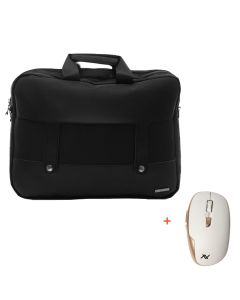 L'AVVENTO (BG733) Office Double Laptop Shoulder Bag - Up to 15.6" + Free mouse - Black