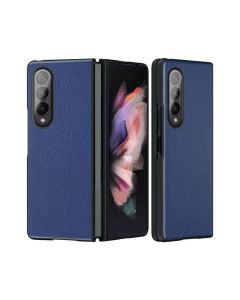 Cover for Samsung Galaxy  Z Fold 4 Leather Wrapped PC Inner Shell - Blue