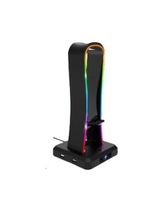 Spirit of Gamer SOG-STD1 Universal RGB Headset Stand With USB Hub Removable Cable Guide For Your Mouse Non-slip Weighted Base RGB Backlighting 11 Preset Effects