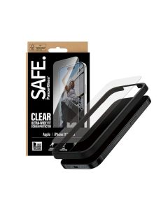 بانزر جلاس® واقي شاشة SAFE لهاتف آيفون 17 برو / 16 زاوية واسعة مع تقنية إيزي ألينر - شفاف