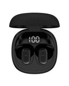 Etrain True Wireless Earbuds With Fabric Charging Case - Black