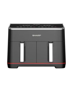 Sharp Air Fryer Dual Cook 8 Liter - 18000 Watt  Electronic Touch Screen - Glass Panel - Stainless & Blastic - KF-DF80RT-EK2