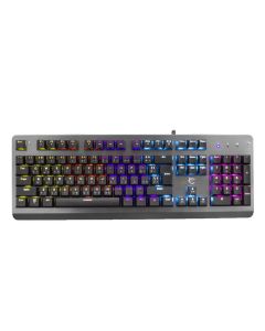 White Shark Gaming Keyboard Metal/Plastic Rainbow LED 9 Modes Mechanical Blue Switch 104 Keys - Silver