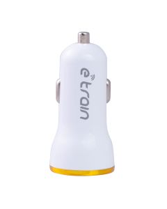 E-train (MP100) Car Charger 2.1MAh with Type-C Cable 1M - with Led Indicator - White