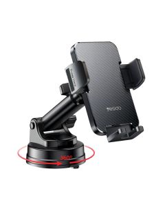 Yesido C173 Flat Carbon Fiber Texture Holder with Hollow Silicone Dashboard Using Phone Holder - Black