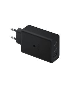 Samsung 65W PD Charger 2Pin, Trio Ports 2*USB-C & USB-A - Black