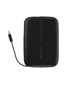 DEVIA Kintone Series Built-in Dual Cable Power Bank 10000mAh Support three devices charging at same time - Black