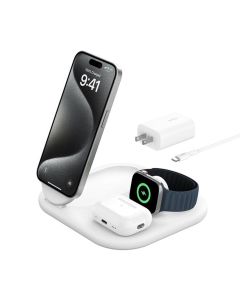Belkin Boost Charge 3 in1 Magnetic Foldable Wireless Charging Stand with Qi2 15W - White