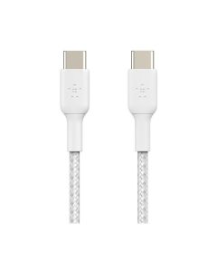 بيلكين كابل مضفر USB-C الى USB-C طوله 1 متر قطعتان - أبيض