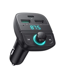 يوجرين شاحن سيارة بلوتوث PD + QC3.0 + فلاش USB + بطاقة TF - أسود