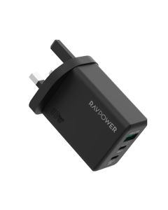راف باور شاحن حائط Pioneer بقوة 65 وات 3 منفذ PD موديل RP-PC1100 - أسود