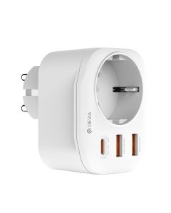 Devia Smart Series 2A+C PD 20W Auto Outlet Power Switch EU - White