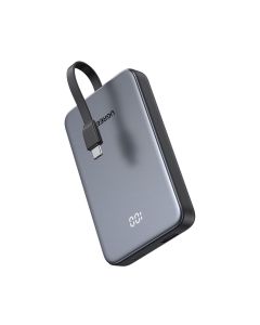 يوجرين PB526 باور بانك سعه 10000 مللي أمبير بقوة 20 وات مع كابل مدمج موديل 6941876272853 - رمادي