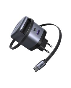 يوجرين X615 برو شاحن حائط سريع بقوة 65 وات مع كابل مدمج موديل 6941876268252 - رمادي