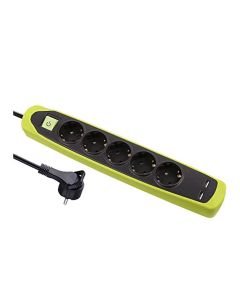 I lock Power Strip - 5 Outlets and 2 USB - Green