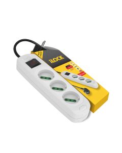اي لوك مشترك كهرباء 3 منافذ طوله 1.5 متر - أبيض