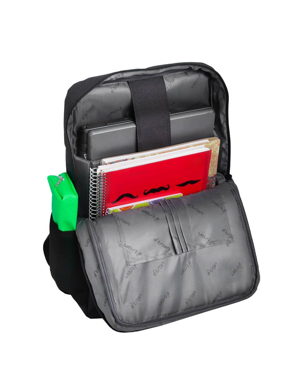 E-TRAIN BG90B backpack padded laptop compartment with adjustable strap