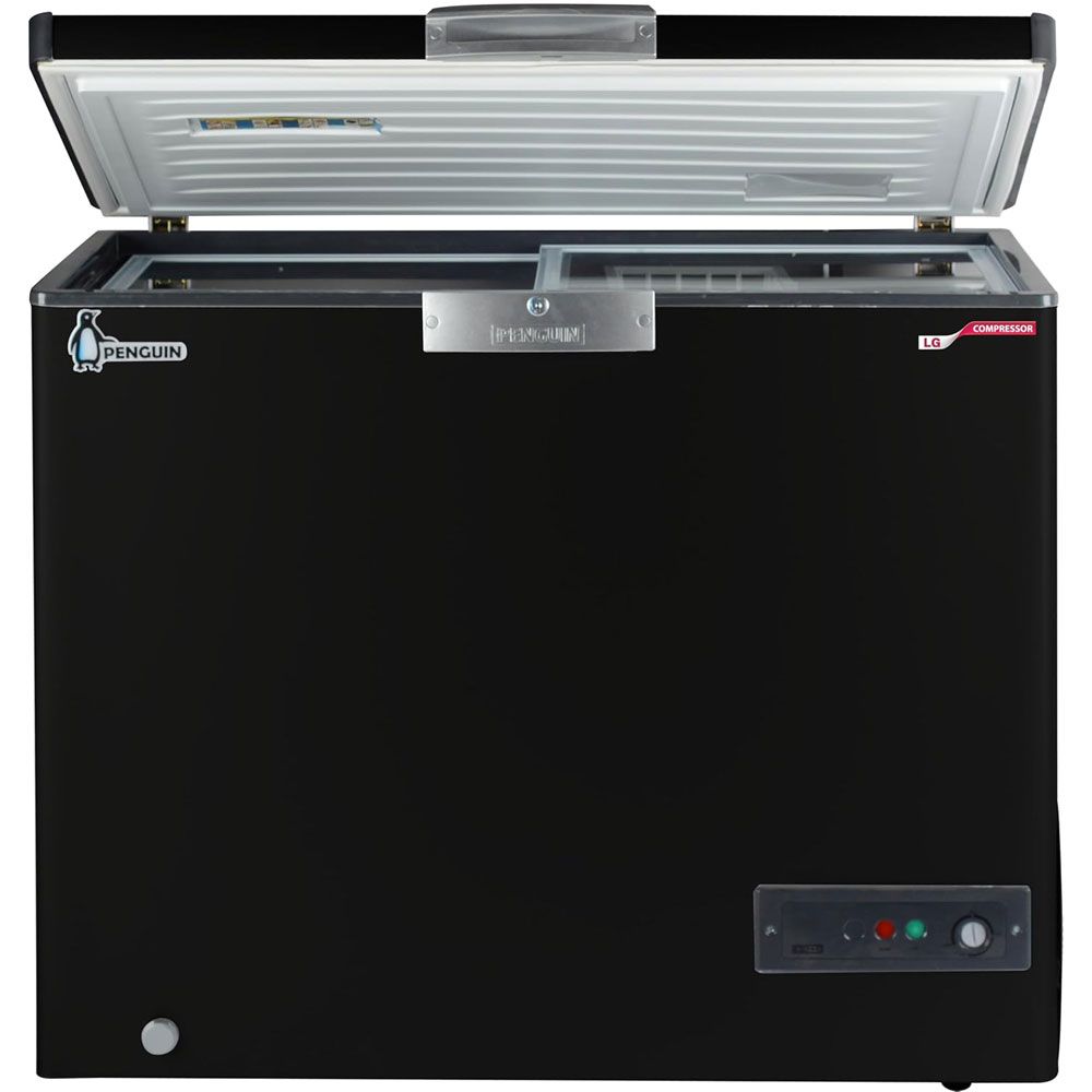 Penguin Stainless Steel Chest Freezer 317 Liter 109 Watt LG Sliding Glass Door LG Compressor - Black - ES350