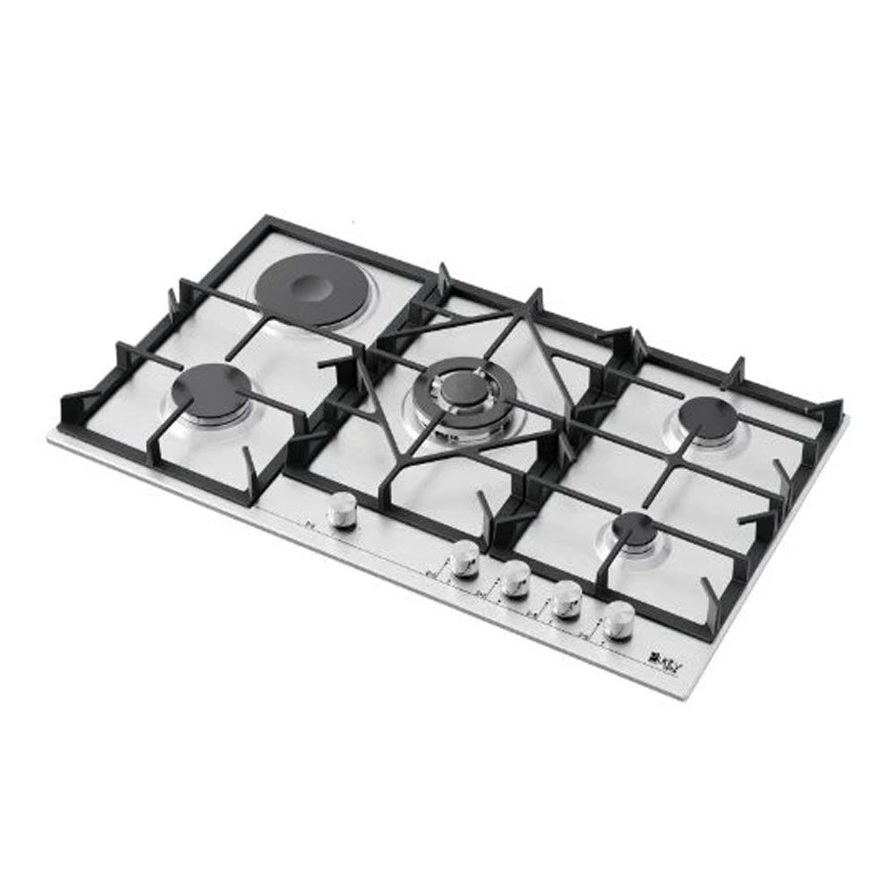 Purity 90cm Built-in Gas Hob, 5 Burners, Heavy Duty Cast Iron Stands - Stainless Steel - HPT909ES
